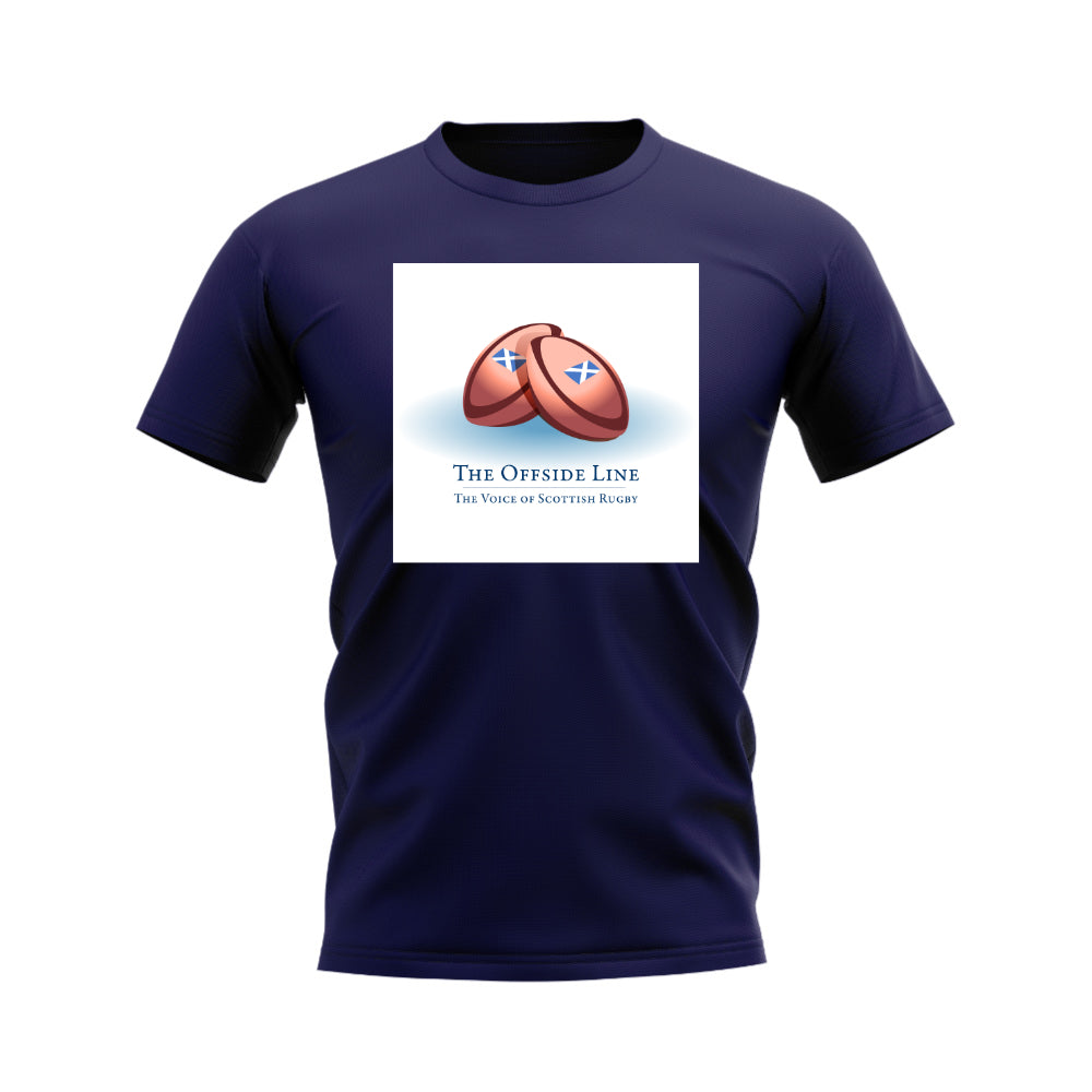 Scotland Offside Line Logo Rugby T-Shirt - Version 4 (Navy/White)_0