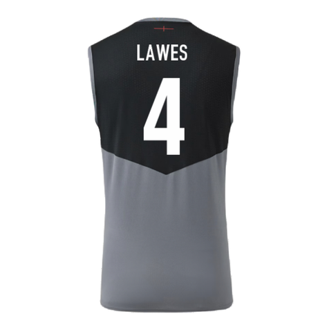 2024-2025 England Rugby Sleeveless Jersey O2 (Grey) (Lawes 4)_2