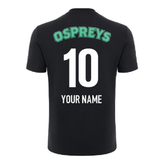 2024-2025 Ospreys Rugby Cotton T-Shirt (Black) (Your Name)_2