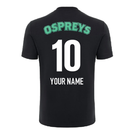 2024-2025 Ospreys Rugby Cotton T-Shirt (Black) (Your Name)_2