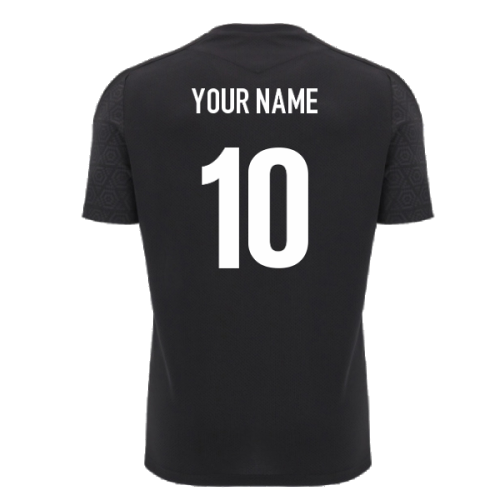2024-2025 Wales Rugby WRU Poly Training Shirt (Black) - Kids (Your Name)_2