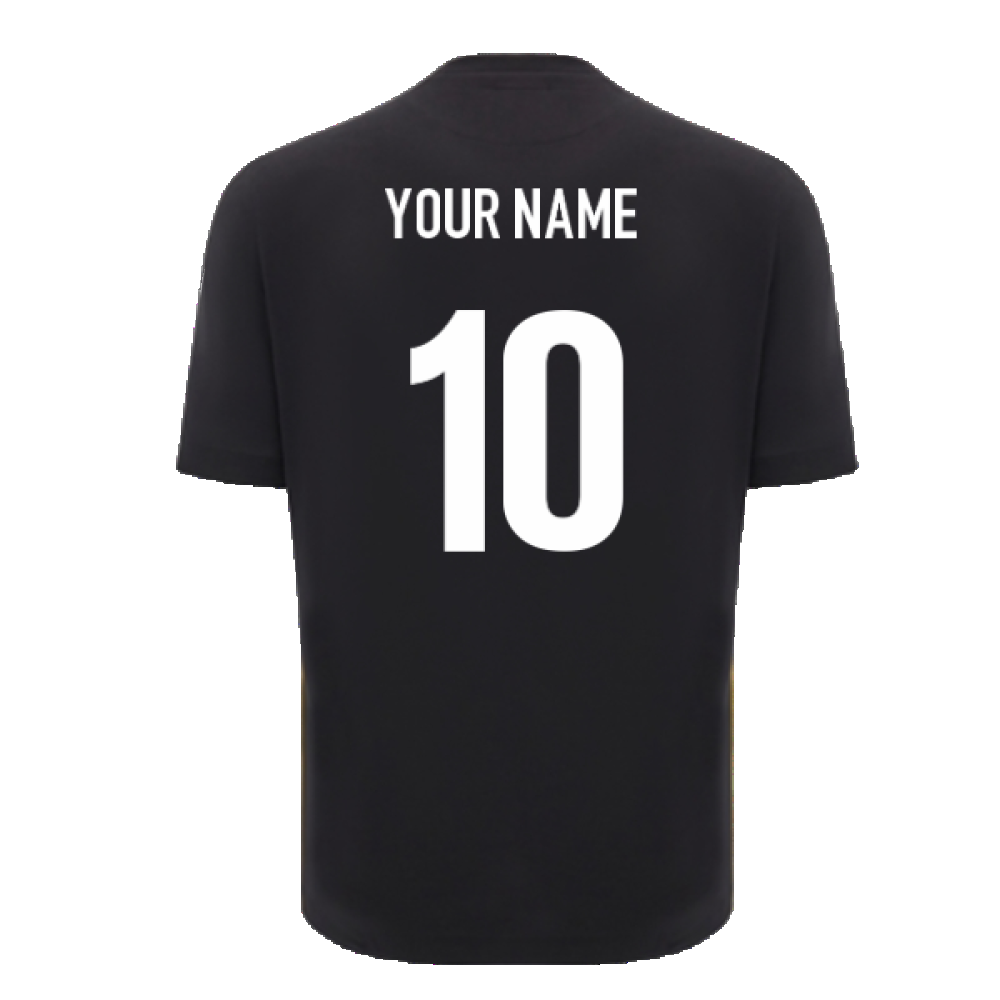 2024-2025 Wales Rugby Travel Cotton T-Shirt (Black) (Your Name)_2