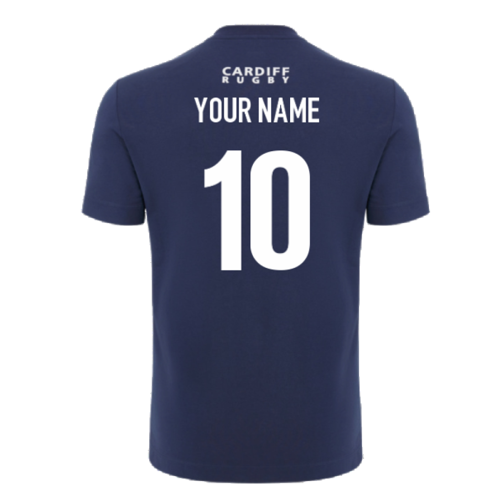 2024-2025 Cardiff Blues Rugby Cotton T-Shirt (Navy) (Your Name)_2