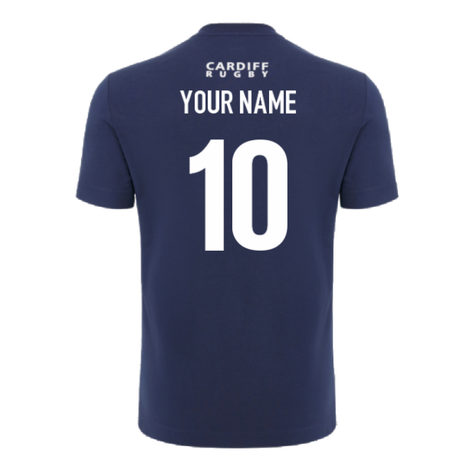 2024-2025 Cardiff Blues Rugby Cotton T-Shirt (Navy) (Your Name)_2