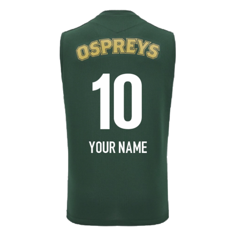 2024-2025 Ospreys Rugby Sleveeless Training Shirt (Green) (Your Name)_2