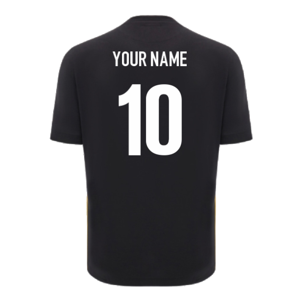 2024-2025 Wales Rugby Travel Cotton T-Shirt (Black) - Kids (Your Name)_2