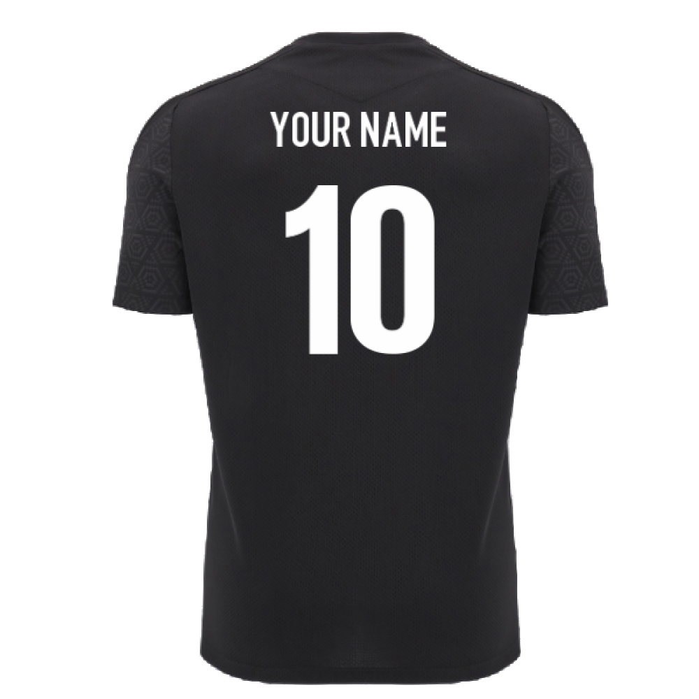 2024-2025 Wales WRU Rugby LS Training Shirt (Black) - Kids (Your Name)_2