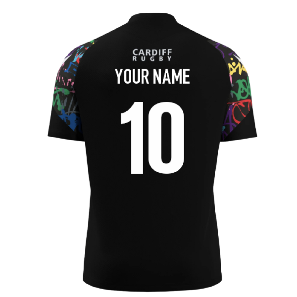 2025-2026 Cardiff Blues Rugby Training Tee (Black) (Your Name)_0