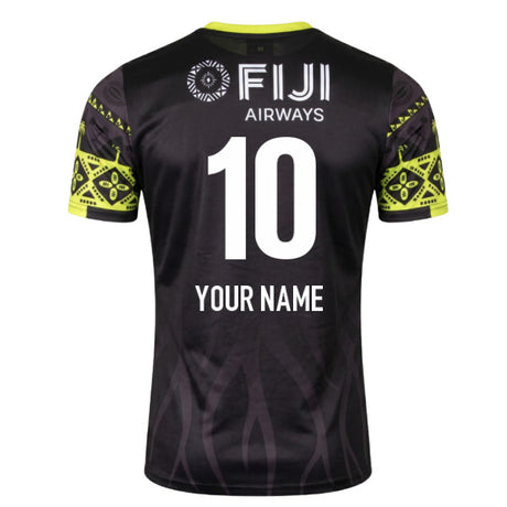 2026-2027 Fiji Rugby Pre Match Shirt (Black/Lime) (Your Name)_0