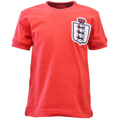England Red Short Sleeve Retro Kids Football Shirt_0
