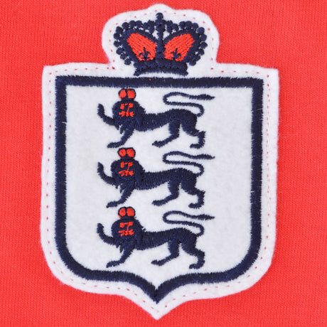 England Red Short Sleeve Retro Kids Football Shirt_1