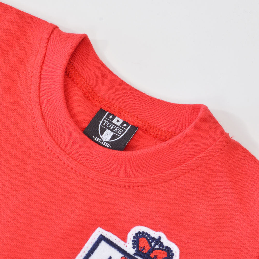 England Red Short Sleeve Retro Kids Football Shirt_2