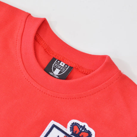 England Red Short Sleeve Retro Kids Football Shirt_2