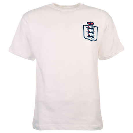 England White Short Sleeve Kids Retro Football Shirt_0