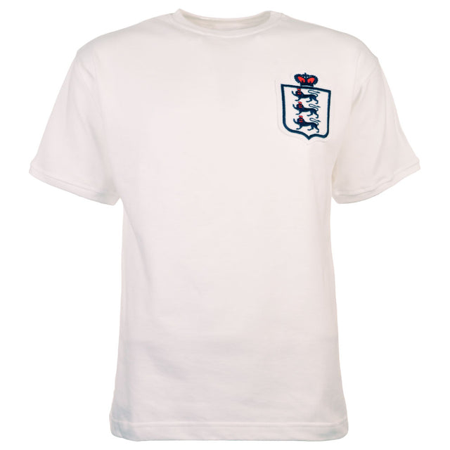 England White Short Sleeve Kids Retro Football Shirt_0