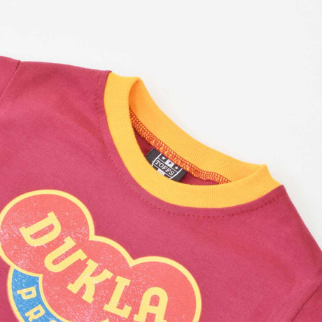 Kids Dukla Prague 12th Man T-Shirt - Maroon/Amber Ringer_2