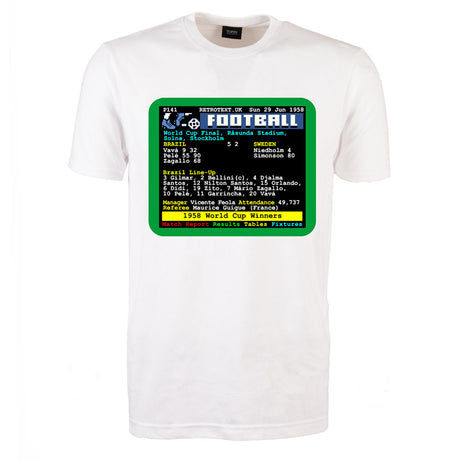 1958 World Cup Brazil v Sweden Retrotext T-Shirt - White_0