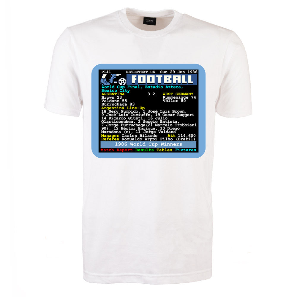 1986 World Cup Final Argentina v West Germany Retrotext T-Shirt_0