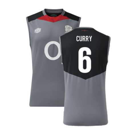 2024-2025 England Rugby Sleeveless Jersey O2 (Grey) (Curry 6)_2