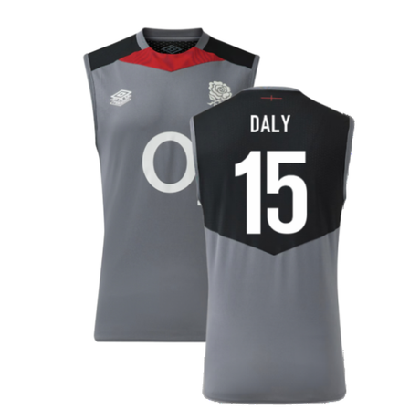 2024-2025 England Rugby Sleeveless Jersey O2 (Grey) (Daly 15)_2
