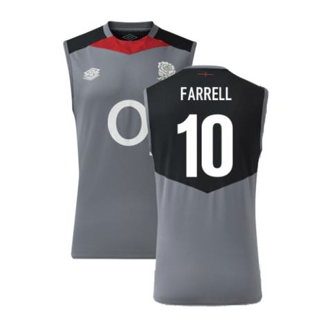 2024-2025 England Rugby Sleeveless Jersey O2 (Grey) (Farrell 10)_2