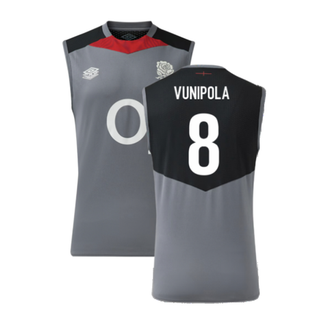 2024-2025 England Rugby Sleeveless Jersey O2 (Grey) (Vunipola 8)_2