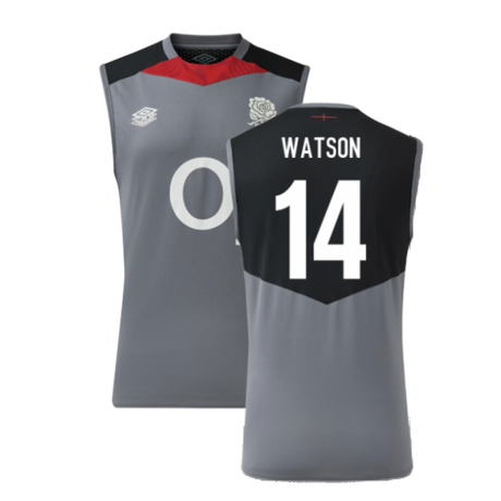 2024-2025 England Rugby Sleeveless Jersey O2 (Grey) (Watson 14)_2