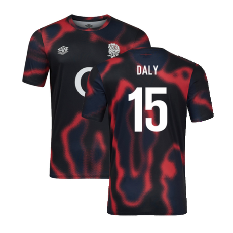 2024-2025 England Rugby Warm Up Jersey O2 (Black) - Kids (Daly 15)_2