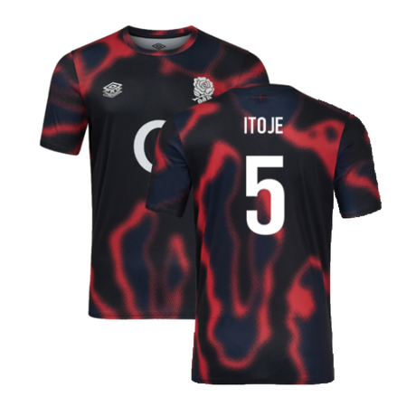 2024-2025 England Rugby Warm Up Jersey O2 (Black) - Kids (Itoje 5)_2