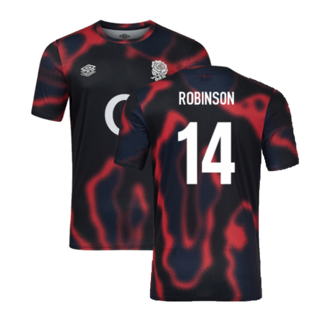 2024-2025 England Rugby Warm Up Jersey O2 (Black) - Kids (Robinson 14)_2