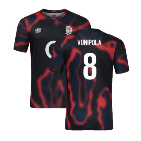 2024-2025 England Rugby Warm Up Jersey O2 (Black) - Kids (Vunipola 8)_2