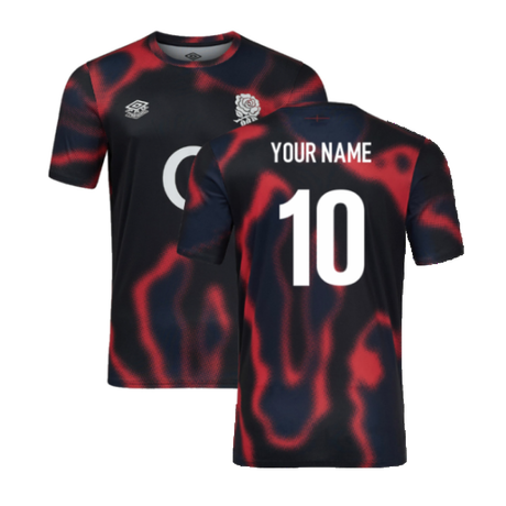 2024-2025 England Rugby Warm Up Jersey O2 (Black) - Kids (Your Name)_2