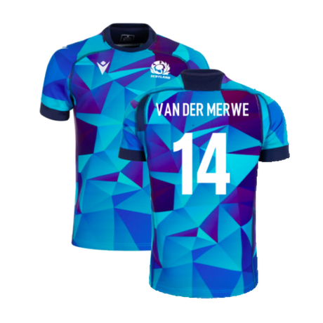 2024-2025 Scotland Rugby Training Jersey (Blue) - Kids (Van Der Merwe 14)_2
