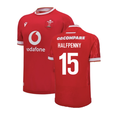 2024-2025 Wales Home Poly Rugby Shirt (Kids) (Halfpenny 15)_2