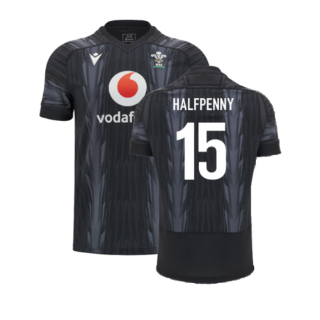 2024-2025 Wales WRU Rugby Training Jersey (Black) - Kids (Halfpenny 15)_2