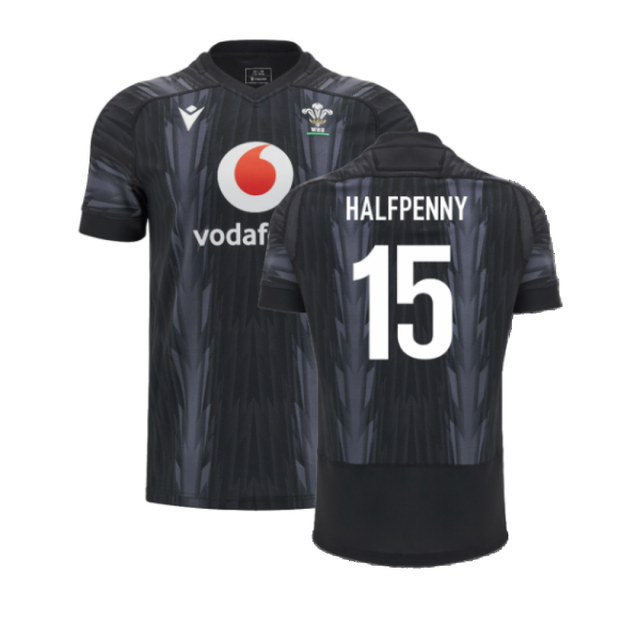 2024-2025 Wales WRU Rugby Training Jersey (Black) - Kids (Halfpenny 15)_2