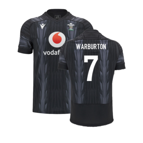 2024-2025 Wales WRU Rugby Training Jersey (Black) - Kids (Warburton 7)_2