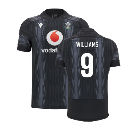 2024-2025 Wales WRU Rugby Training Jersey (Black) - Kids (Williams 9)_2