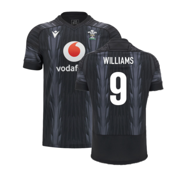 2024-2025 Wales WRU Rugby Training Jersey (Black) - Kids (Williams 9)_2
