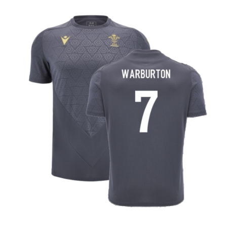 2024-2025 Wales WRU Rugby Training Poly Shirt (Anthracite) - Kids (Warburton 7)_2