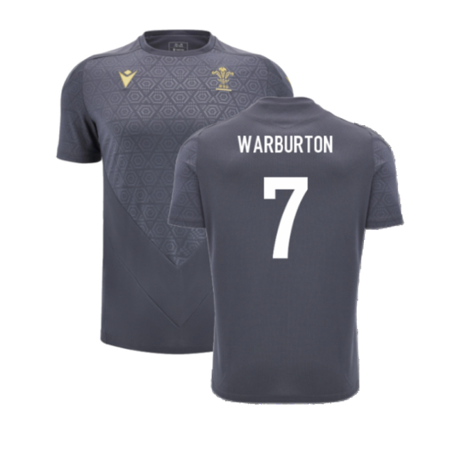2024-2025 Wales WRU Rugby Training Poly Shirt (Anthracite) - Kids (Warburton 7)_2