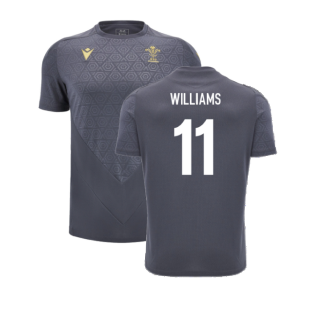 2024-2025 Wales WRU Rugby Training Poly Shirt (Anthracite) - Kids (Williams 11)_2