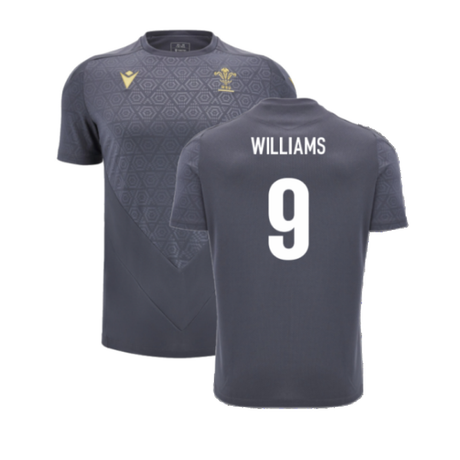 2024-2025 Wales WRU Rugby Training Poly Shirt (Anthracite) - Kids (Williams 9)_2