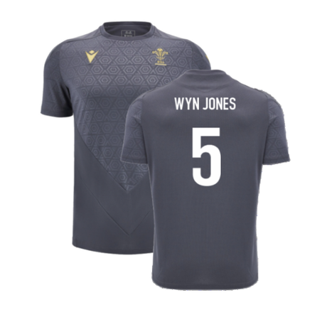 2024-2025 Wales WRU Rugby Training Poly Shirt (Anthracite) - Kids (Wyn Jones 5)_2