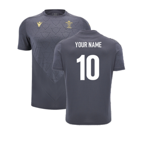 2024-2025 Wales WRU Rugby Training Poly Shirt (Anthracite) - Kids (Your Name)_2