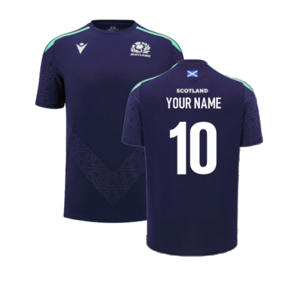 2024-2025 Scotland Rugby Training Poly Shirt (Navy) - Kids (Your Name)_2