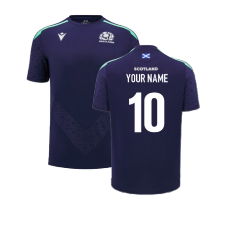 2024-2025 Scotland Rugby Training Poly Shirt (Navy) - Kids (Your Name)_2