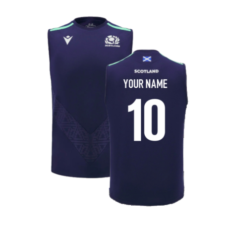 2024-2025 Scotland Rugby Training Vest (Navy) - Kids (Your Name)_2