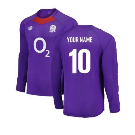 2024-2025 England Rugby Relaxed LS Training Jersey O2 (Violet) (Your Name)_2