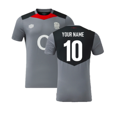 2024-2025 England Rugby Gym Tee (Grey) - Kids (Your Name)_2